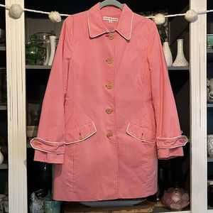 Tommy Hilfiger pink gingham pea coat size Large